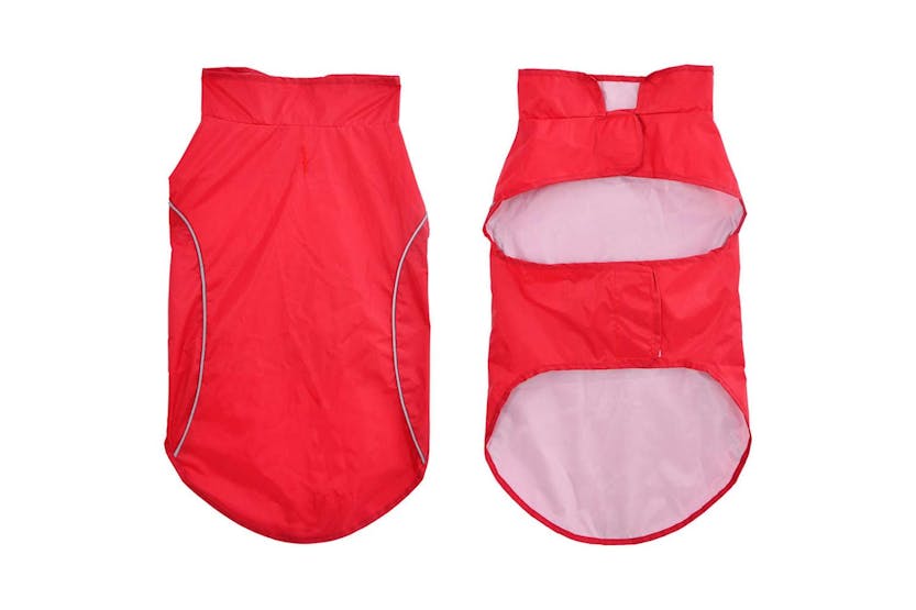 Dog Raincoat With Reflective Strips Polyester Red Xl Dog Raincoat With Reflective Strips Polyester Red Xl