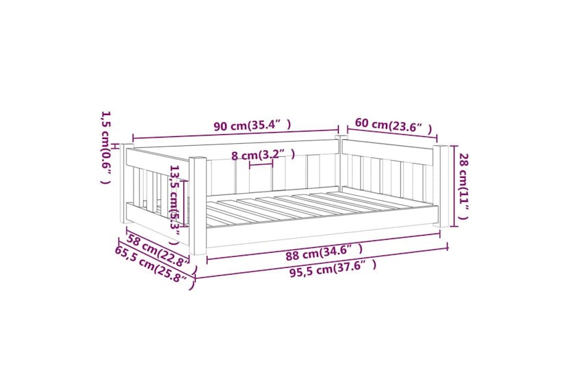 Dog Bed White 955x655x28 Cm Solid Wood Pine Dog Bed White 955x655x28 Cm Solid Wood Pine