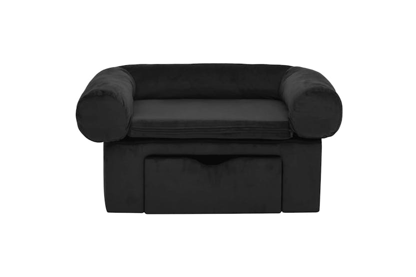 Dog Sofa With Drawer Black 75x50x38 Cm Plush Dog Sofa With Drawer Black 75x50x38 Cm Plush
