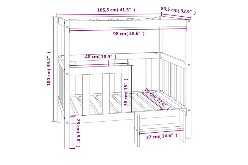 Dog Bed White 1055x835x100 Cm Solid Wood Pine Dog Bed White 1055x835x100 Cm Solid Wood Pine