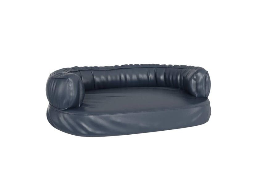 Ergonomic Foam Dog Bed Dark Blue 75x53 Cm Faux Leather Ergonomic Foam Dog Bed Dark Blue 75x53 Cm Faux Leather