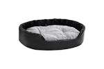 Dog Bed Black And Grey 90x79x20 Cm Plush And Faux Leather Dog Bed Black And Grey 90x79x20 Cm Plush And Faux Leather