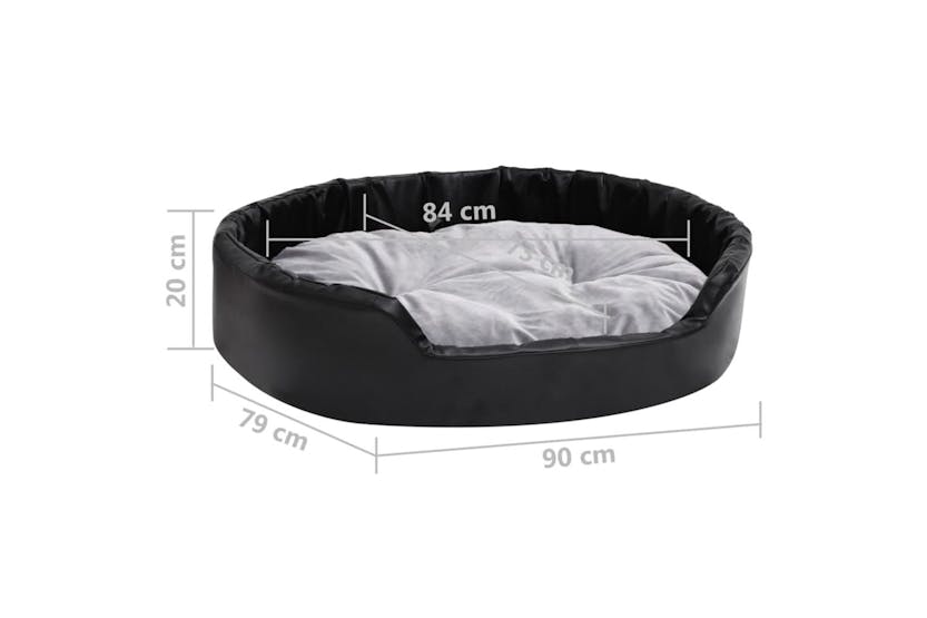 Dog Bed Black And Grey 90x79x20 Cm Plush And Faux Leather Dog Bed Black And Grey 90x79x20 Cm Plush And Faux Leather