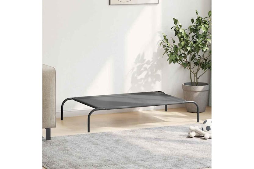 Elevated Dog Bed Grey 110x65x20 Cm Textilene And Steel Elevated Dog Bed Grey 110x65x20 Cm Textilene And Steel
