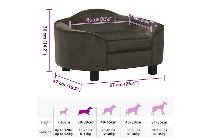 Dog Sofa Dark Grey 67x47x36 Cm Plush Dog Sofa Dark Grey 67x47x36 Cm Plush