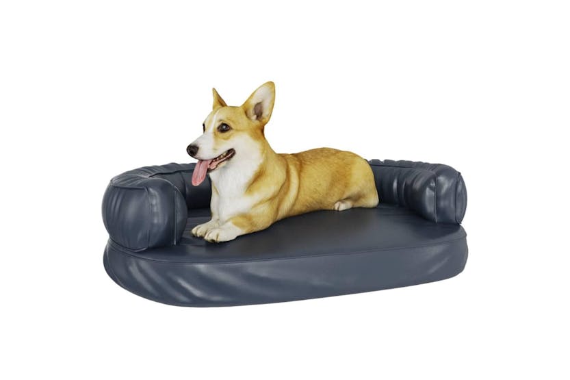 Ergonomic Foam Dog Bed Dark Blue 88x65 Cm Faux Leather Ergonomic Foam Dog Bed Dark Blue 88x65 Cm Faux Leather