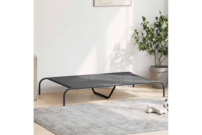 Elevated Dog Bed Grey 130x80x20 Cm Textilene And Steel Elevated Dog Bed Grey 130x80x20 Cm Textilene And Steel
