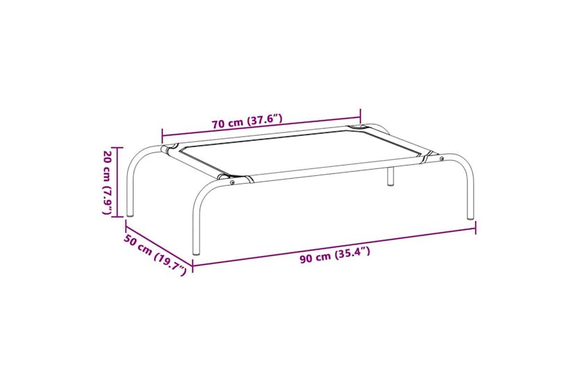 Elevated Dog Bed Grey 90x50x20 Cm Textilene And Steel Elevated Dog Bed Grey 90x50x20 Cm Textilene And Steel
