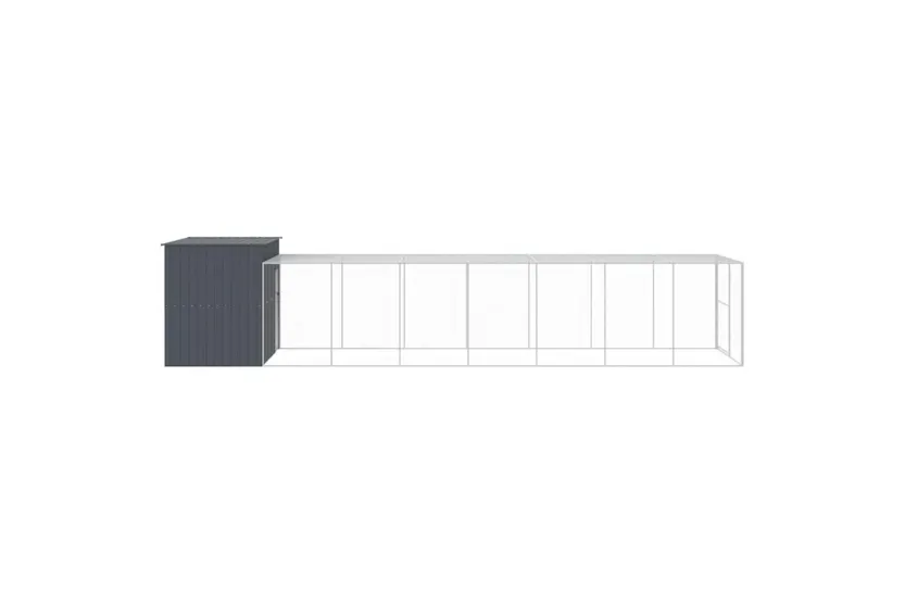 Dog House With Run Anthracite 214x865x181 Cm Galvanised Steel Dog House With Run Anthracite 214x865x181 Cm Galvanised Steel