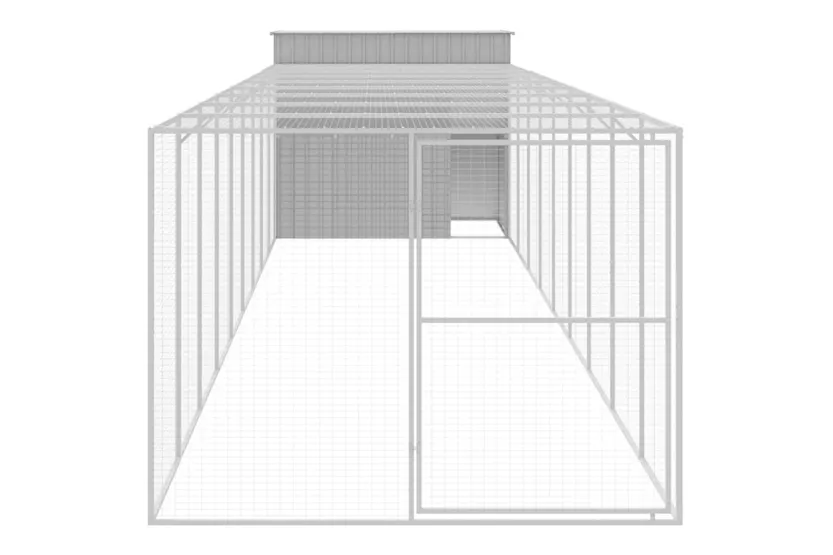 Dog House With Run Light Grey 214x1069x181 Cm Galvanised Steel Dog House With Run Light Grey 214x1069x181 Cm Galvanised Steel