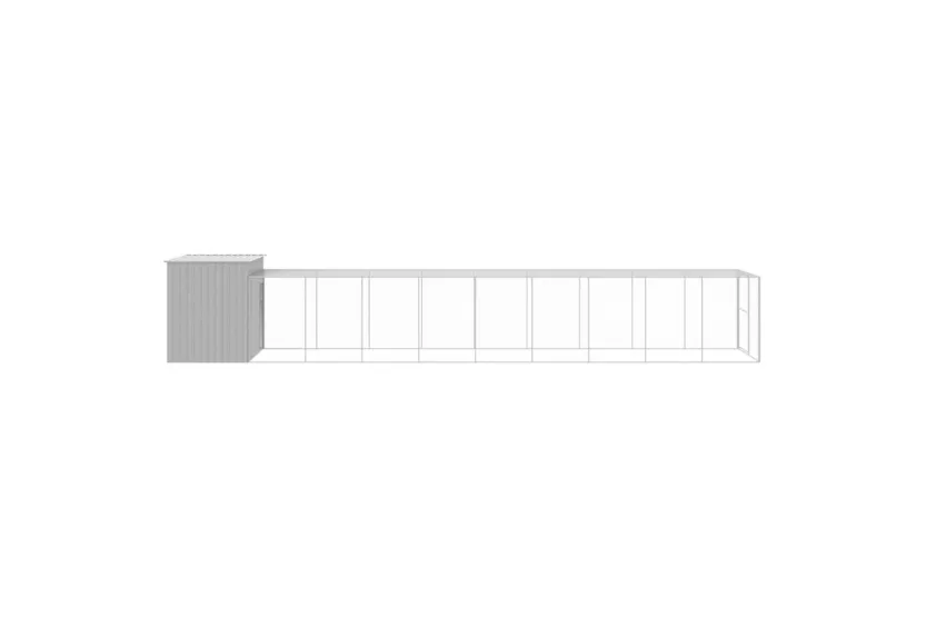 Dog House With Run Light Grey 214x1069x181 Cm Galvanised Steel Dog House With Run Light Grey 214x1069x181 Cm Galvanised Steel