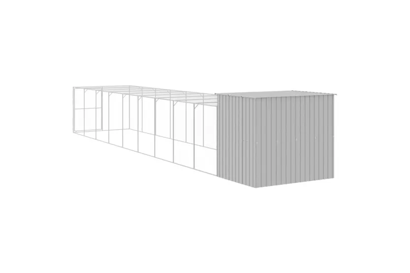 Dog House With Run Light Grey 214x1069x181 Cm Galvanised Steel Dog House With Run Light Grey 214x1069x181 Cm Galvanised Steel