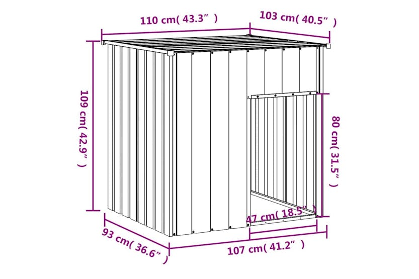 Dog House With Roof Anthracite 110x103x109 Cm Galvanised Steel Dog House With Roof Anthracite 110x103x109 Cm Galvanised Steel