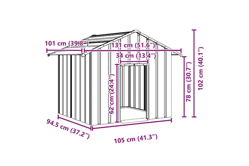Dog House With Roof 131x101x102 Cm Galvanised Steel Dog House With Roof 131x101x102 Cm Galvanised Steel