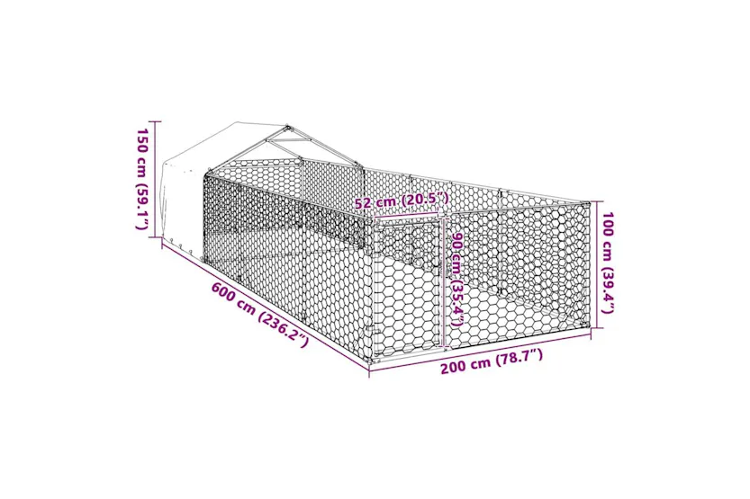Outdoor Dog Kennel With Run 6x2x15 M Galvanised Steel Outdoor Dog Kennel With Run 6x2x15 M Galvanised Steel