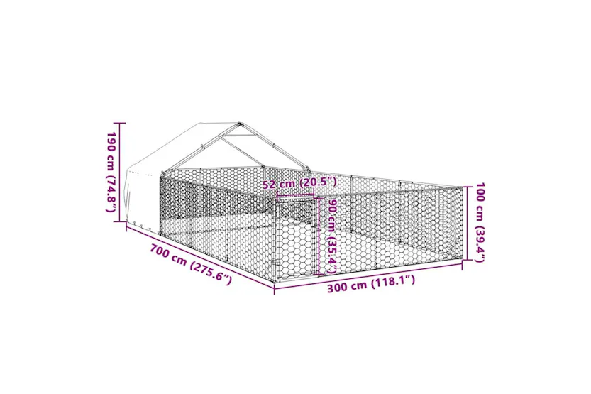 Outdoor Dog Kennel With Run 7x3x19 M Galvanised Steel Outdoor Dog Kennel With Run 7x3x19 M Galvanised Steel