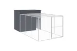 Dog House With Run Anthracite 214x457x181 Cm Galvanised Steel Dog House With Run Anthracite 214x457x181 Cm Galvanised Steel