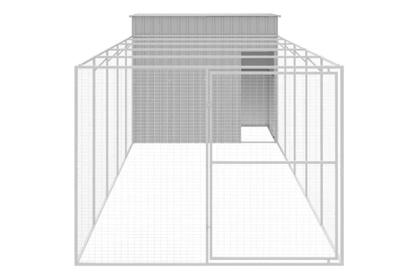 Dog House With Run Light Grey 214x661x181 Cm Galvanised Steel Dog House With Run Light Grey 214x661x181 Cm Galvanised Steel