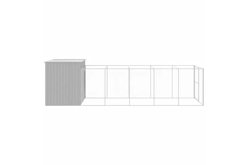 Dog House With Run Light Grey 214x661x181 Cm Galvanised Steel Dog House With Run Light Grey 214x661x181 Cm Galvanised Steel