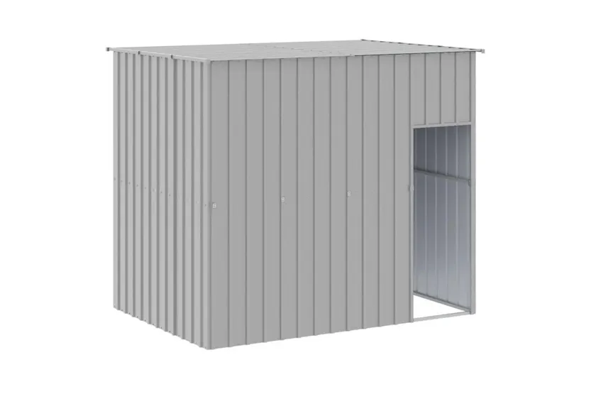 Dog House With Run Light Grey 214x661x181 Cm Galvanised Steel Dog House With Run Light Grey 214x661x181 Cm Galvanised Steel