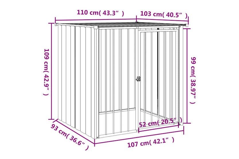 Dog House With Roof Black 110x103x109 Cm Galvanised Steel Dog House With Roof Black 110x103x109 Cm Galvanised Steel