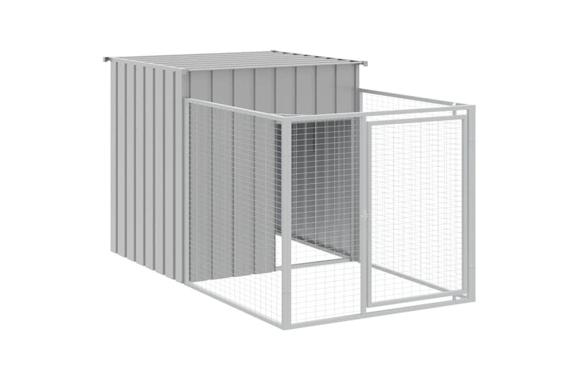 Dog House With Run Light Grey 110x201x110 Cm Galvanised Steel Dog House With Run Light Grey 110x201x110 Cm Galvanised Steel