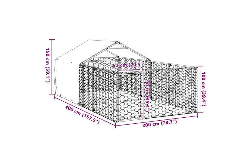 Outdoor Dog Kennel With Run 4x2x15 M Galvanised Steel Outdoor Dog Kennel With Run 4x2x15 M Galvanised Steel