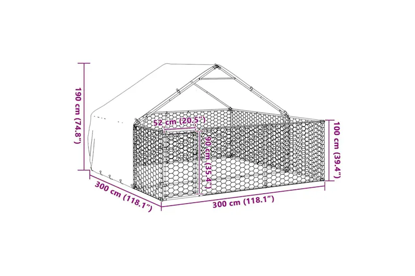 Outdoor Dog Kennel With Run 3x3x19 M Galvanised Steel Outdoor Dog Kennel With Run 3x3x19 M Galvanised Steel
