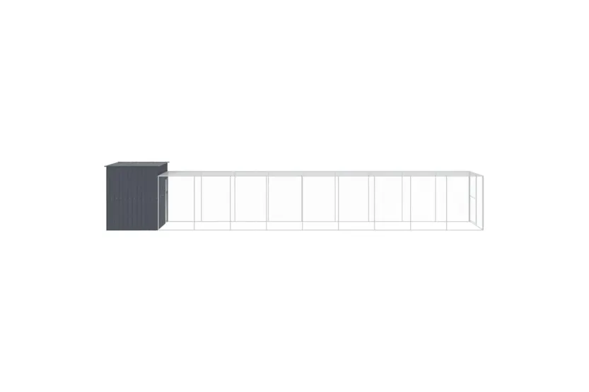 Dog House With Run Anthracite 214x1069x181 Cm Galvanised Steel Dog House With Run Anthracite 214x1069x181 Cm Galvanised Steel
