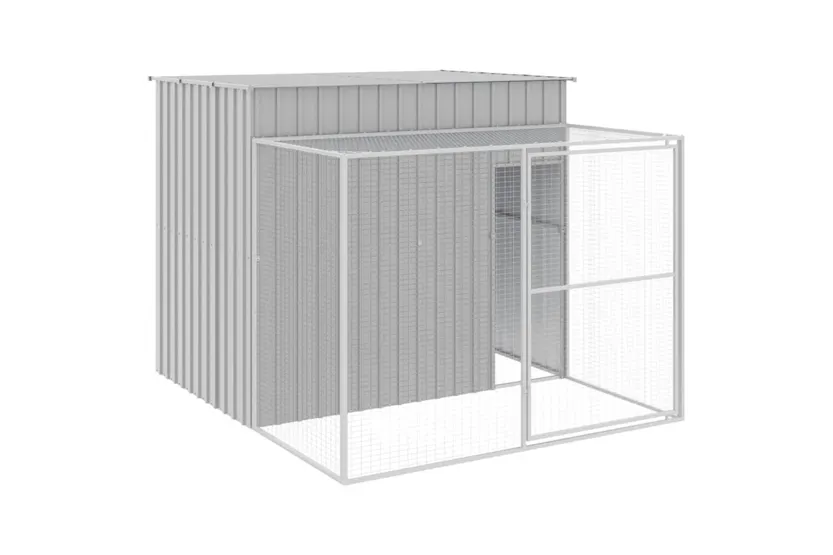 Dog House With Run Light Grey 214x253x181 Cm Galvanised Steel Dog House With Run Light Grey 214x253x181 Cm Galvanised Steel