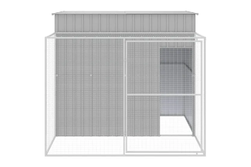 Dog House With Run Light Grey 214x253x181 Cm Galvanised Steel Dog House With Run Light Grey 214x253x181 Cm Galvanised Steel