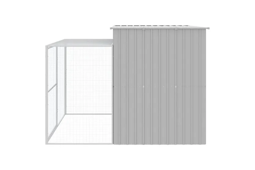 Dog House With Run Light Grey 214x253x181 Cm Galvanised Steel Dog House With Run Light Grey 214x253x181 Cm Galvanised Steel