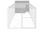 Dog House With Run Light Grey 214x865x181 Cm Galvanised Steel Dog House With Run Light Grey 214x865x181 Cm Galvanised Steel