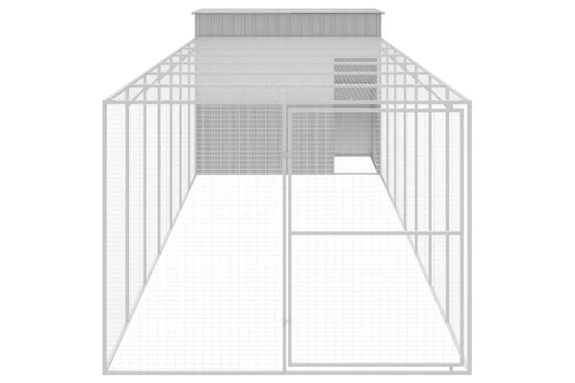 Dog House With Run Light Grey 214x865x181 Cm Galvanised Steel Dog House With Run Light Grey 214x865x181 Cm Galvanised Steel