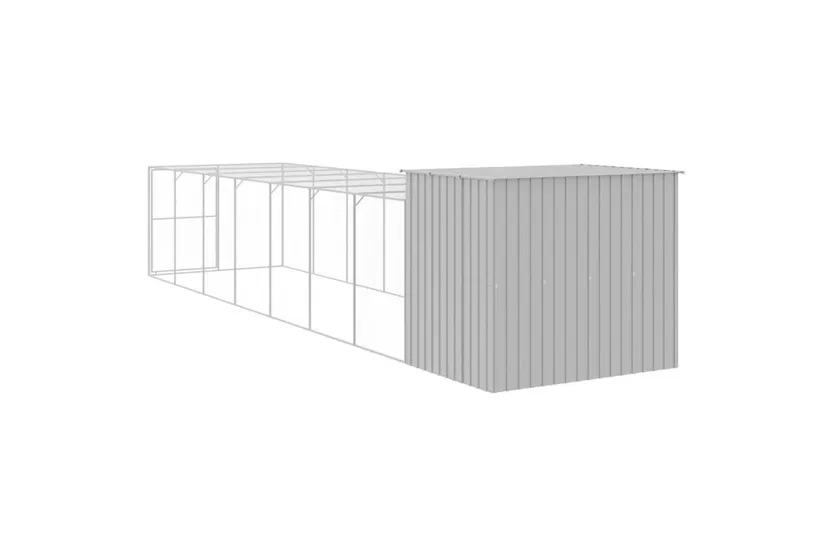 Dog House With Run Light Grey 214x865x181 Cm Galvanised Steel Dog House With Run Light Grey 214x865x181 Cm Galvanised Steel