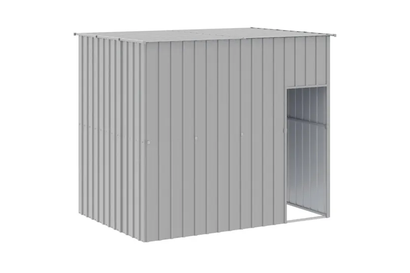 Dog House With Run Light Grey 214x865x181 Cm Galvanised Steel Dog House With Run Light Grey 214x865x181 Cm Galvanised Steel