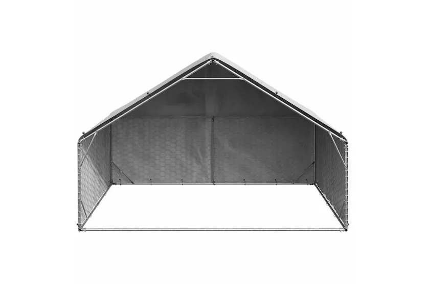 Outdoor Dog Kennel With Cover 3x2x19 M Galvanised Steel Outdoor Dog Kennel With Cover 3x2x19 M Galvanised Steel