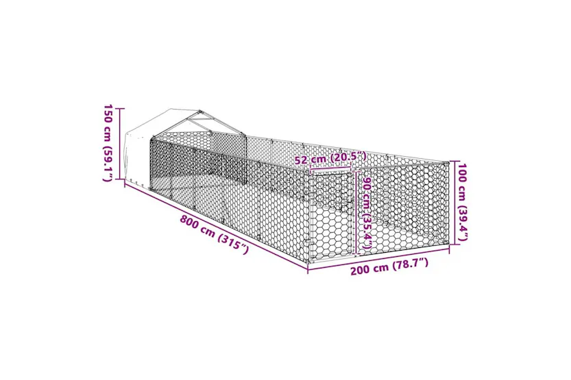 Outdoor Dog Kennel With Run 8x2x15 M Galvanised Steel Outdoor Dog Kennel With Run 8x2x15 M Galvanised Steel
