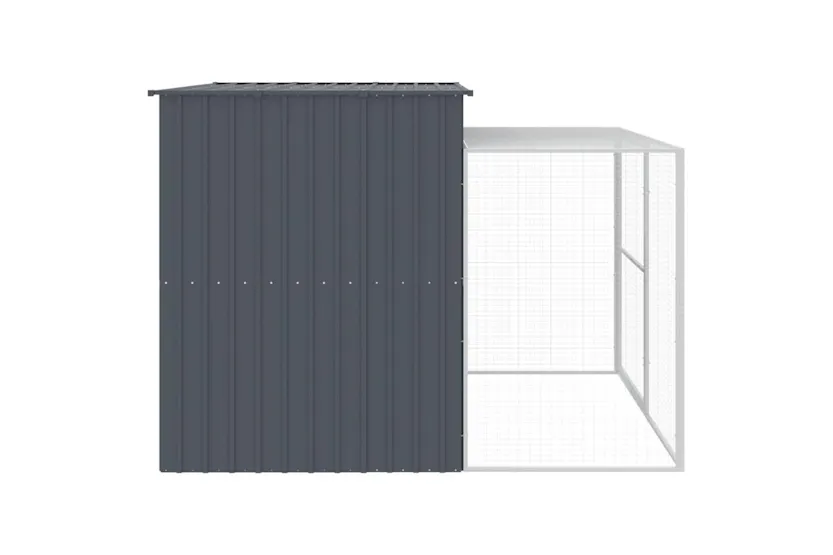 Dog House With Run Anthracite 214x253x181 Cm Galvanised Steel Dog House With Run Anthracite 214x253x181 Cm Galvanised Steel