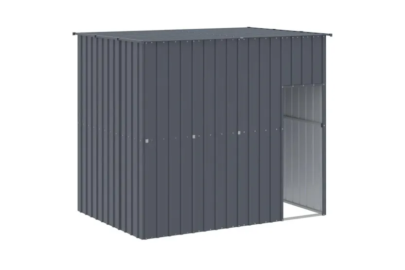 Dog House With Run Anthracite 214x253x181 Cm Galvanised Steel Dog House With Run Anthracite 214x253x181 Cm Galvanised Steel