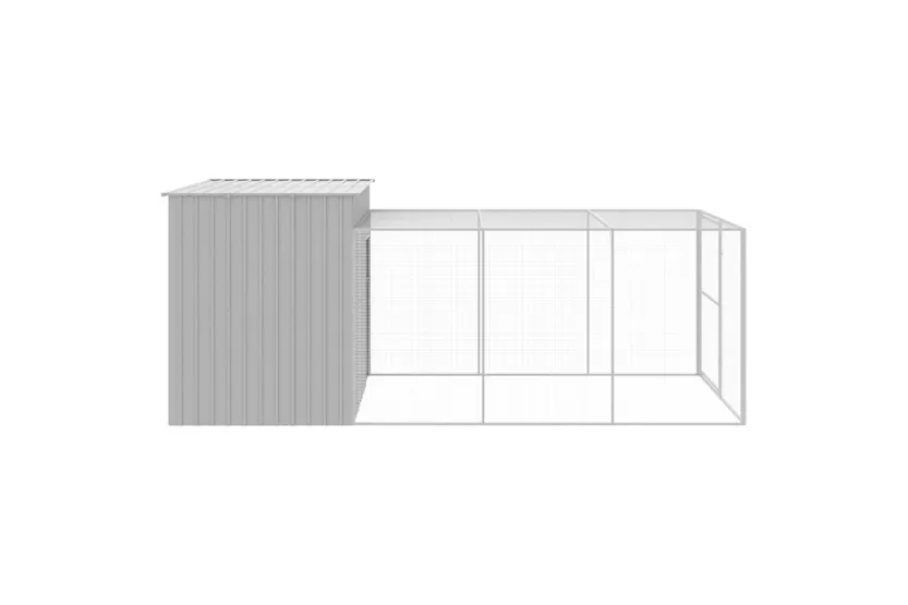 Dog House With Run Light Grey 214x457x181 Cm Galvanised Steel Dog House With Run Light Grey 214x457x181 Cm Galvanised Steel