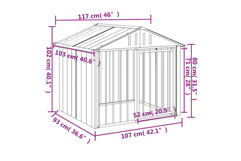 Dog House With Roof Black 117x103x102 Cm Galvanised Steel Dog House With Roof Black 117x103x102 Cm Galvanised Steel