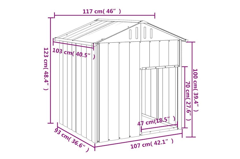 Dog House With Roof Light Grey 117x103x123 Cm Galvanised Steel Dog House With Roof Light Grey 117x103x123 Cm Galvanised Steel