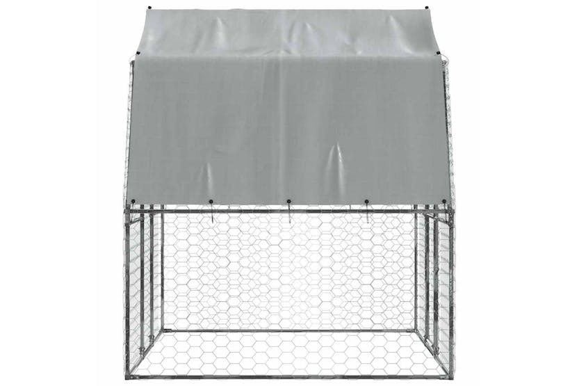 Dog Cage With Roof And Door Silver Galvanised Steel Dog Cage With Roof And Door Silver Galvanised Steel