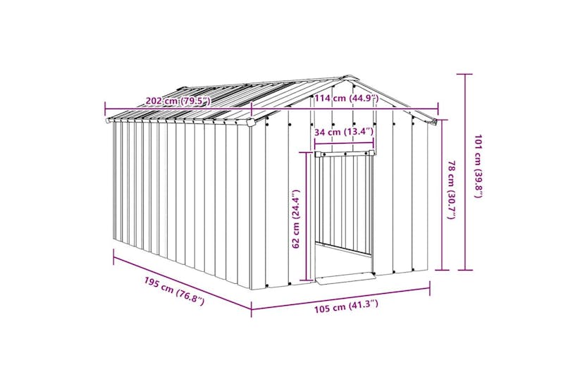 Dog House With Roof 114x202x101 Cm Galvanised Steel Dog House With Roof 114x202x101 Cm Galvanised Steel