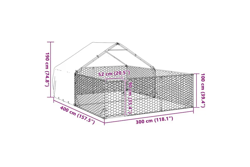 Outdoor Dog Kennel With Run 4x3x19 M Galvanised Steel Outdoor Dog Kennel With Run 4x3x19 M Galvanised Steel