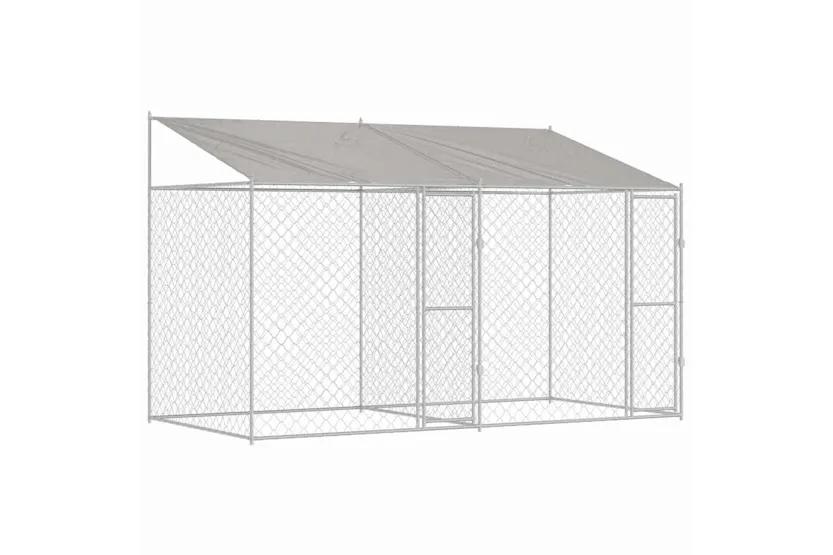 Dog Cage Silver 400 X 200 X 256 Cm Galvanised Steel Dog Cage Silver 400 X 200 X 256 Cm Galvanised Steel