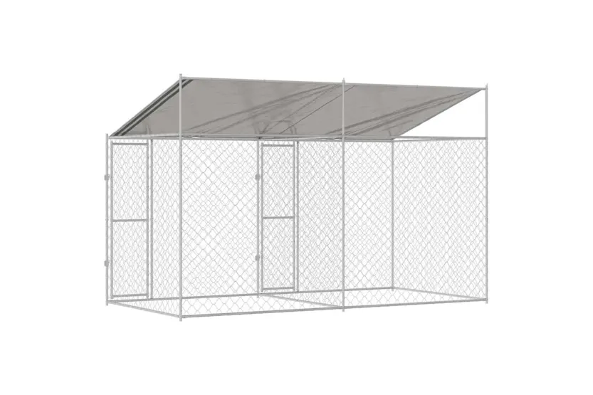 Dog Cage Silver 400 X 200 X 256 Cm Galvanised Steel Dog Cage Silver 400 X 200 X 256 Cm Galvanised Steel