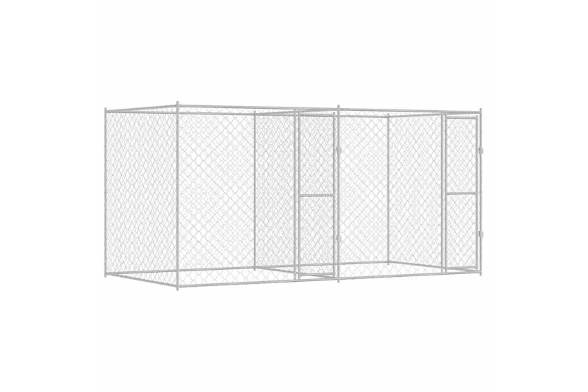 Dog Cage Silver 400 X 200 X 200 Cm Galvanised Steel Dog Cage Silver 400 X 200 X 200 Cm Galvanised Steel