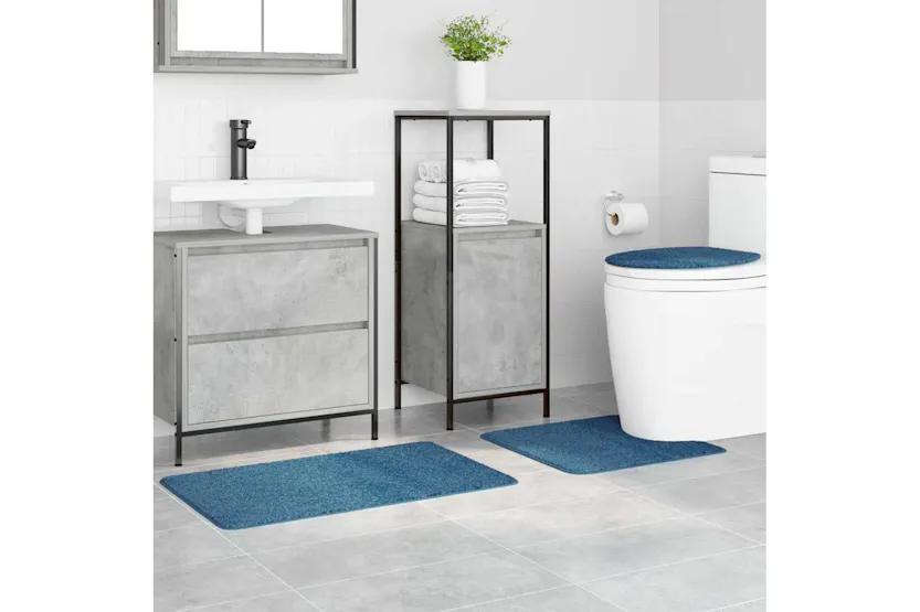 Anti-slip Bath Mat Set 3 Pcs Blue Pp Anti-slip Bath Mat Set 3 Pcs Blue Pp